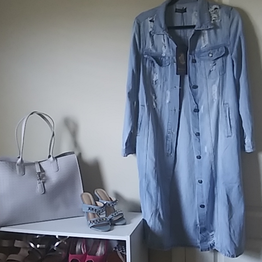 Long Denim Coat/dress with matching Denim heels